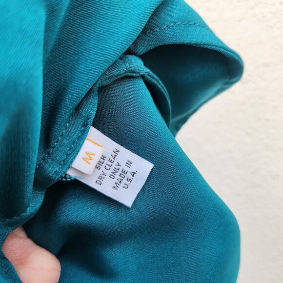 FIORLA Forte Split Hem Turquoise Silk Pants - Picture 6 of 8